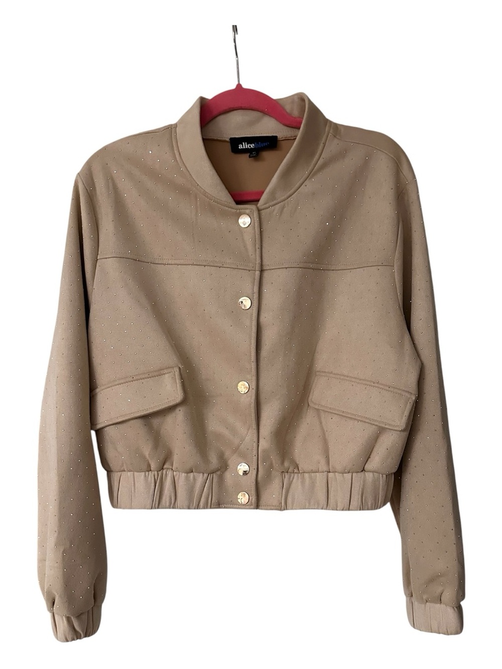 Alice blue Beige Bomber Jacket with Stud Detail